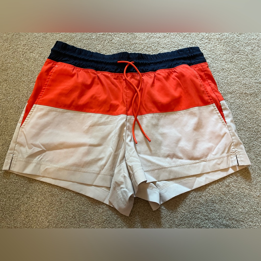 Athleta Oahu Colorblock Shorts ~ Women’s Size 8 ~ Red, Blue, Cream